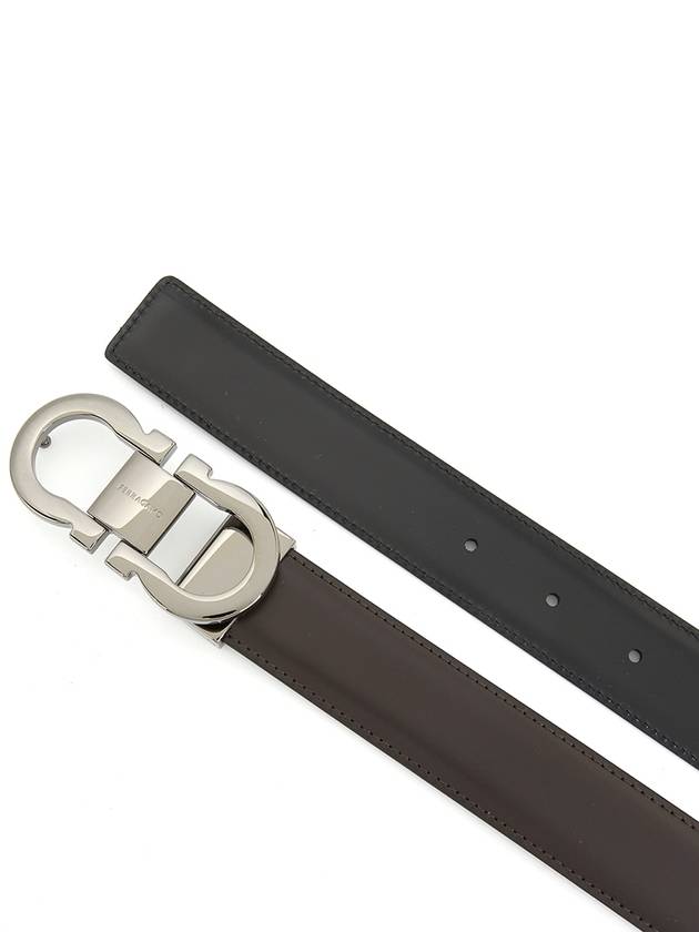 Gancini Reversible Leather Belt Black Dark Brown - SALVATORE FERRAGAMO - BALAAN 5