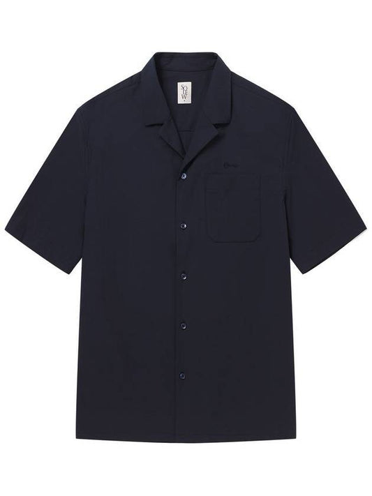 Stretch Short Sleeve Shirt Navy - SOLEW - BALAAN 1