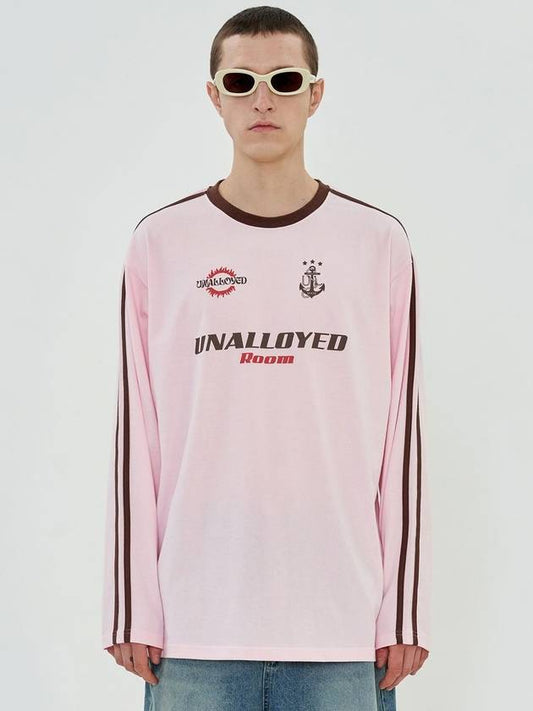 Logo Football Long Sleeve T-Shirt Pink - UNALLOYED - BALAAN 1