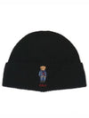 Bear Rib Knit Beanie Black - POLO RALPH LAUREN - BALAAN 2