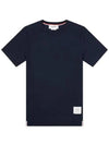 Men's Side Slit Relaxed Short Sleeve T-Shirt Navy - THOM BROWNE - BALAAN 3