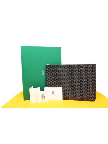 Men s Leather Clutch Bag Black Goyard APMSENAT2 GM 01 Goyardin Canvas Senna - GOYARD - BALAAN 1