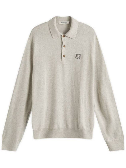 Fox Motif Knitted Polo Shirt Light Grey - MAISON KITSUNE - BALAAN 2