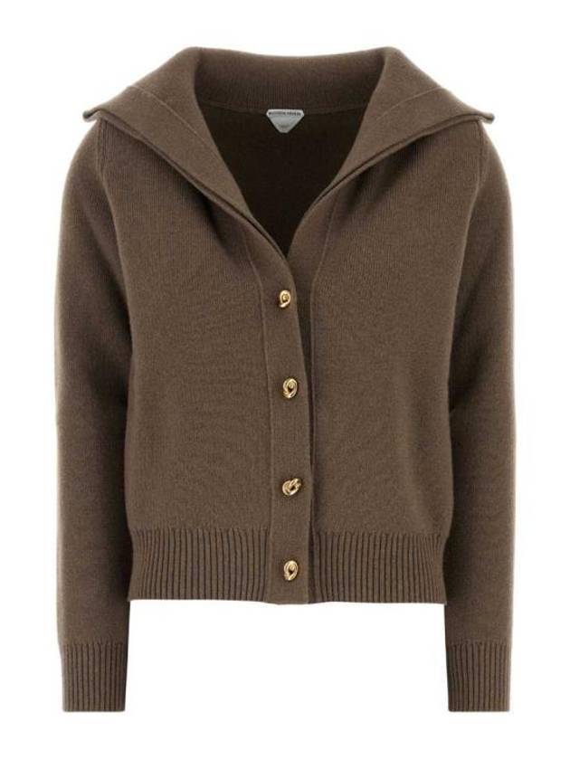 Compact Knot Button Wool Cardigan Chestnut Melange - BOTTEGA VENETA - BALAAN 2