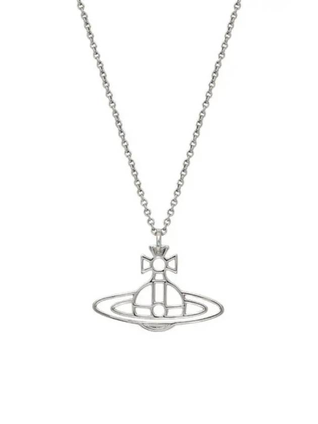 Women's Thin Line Short Flat ORB Pendant Necklace Silver - VIVIENNE WESTWOOD - BALAAN 2