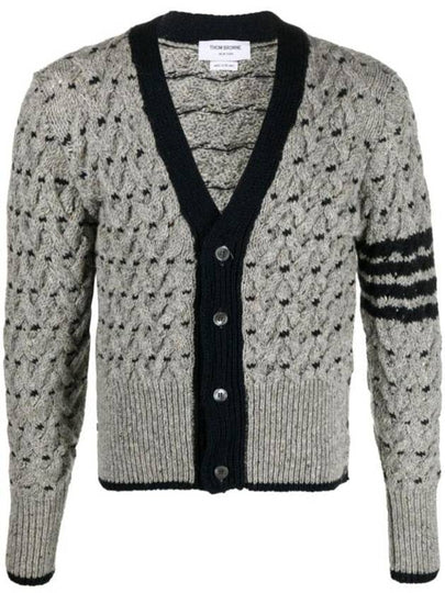 4 Bar Stripe Cable Knit Cardigan Grey - THOM BROWNE - BALAAN 2