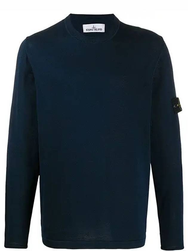 Men's Logo Wappen Crew Neck Knit Sweatshirt Navy - STONE ISLAND - BALAAN 2