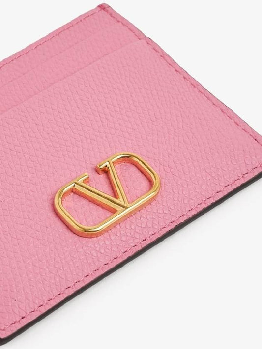 Women s V Logo Leather Card Wallet Pink 4W2P0V32SNP - VALENTINO - BALAAN 2