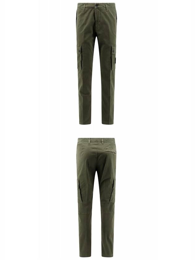 Garment Dyed Old Effect Stretch Broken Twill Cotton Cargo Pants Olive Green - STONE ISLAND - BALAAN 5