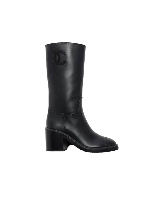 Logo Calfskin Long Boots Black - CHANEL - BALAAN 1