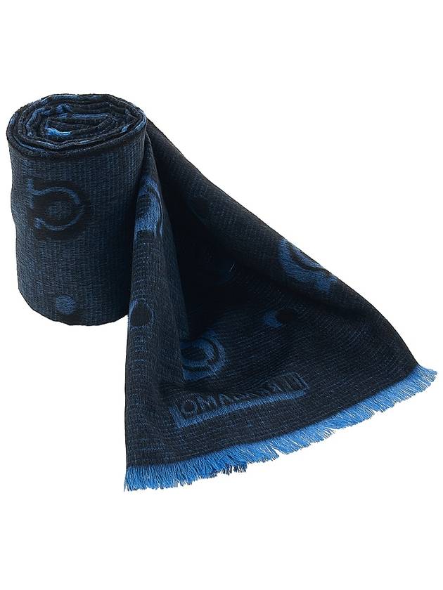 Silk Jacquard Scarf Denim - SALVATORE FERRAGAMO - BALAAN 11