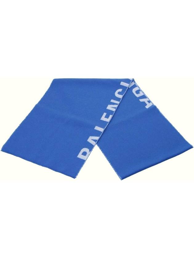 Women's Logo Scarf Muffler Blue - BALENCIAGA - BALAAN.