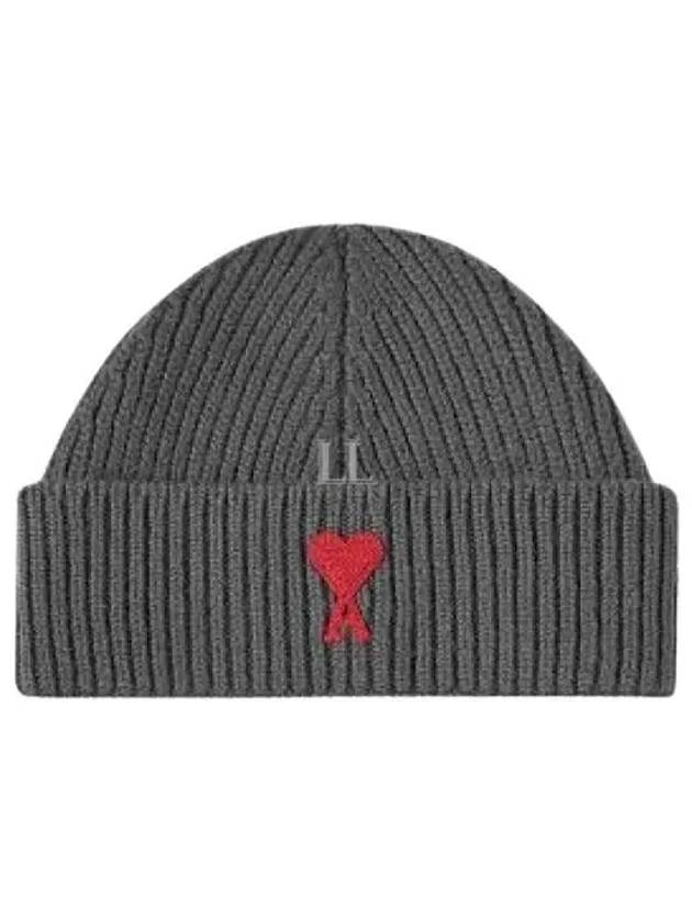 Embroidered Logo Wool Beanie Grey - AMI - BALAAN 2