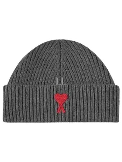 Embroidered Logo Wool Beanie Grey - AMI - BALAAN 2