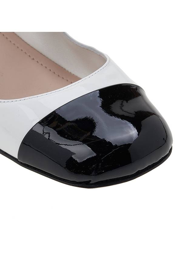 Patent Leather Ballerina Black White - MIU MIU - BALAAN 10