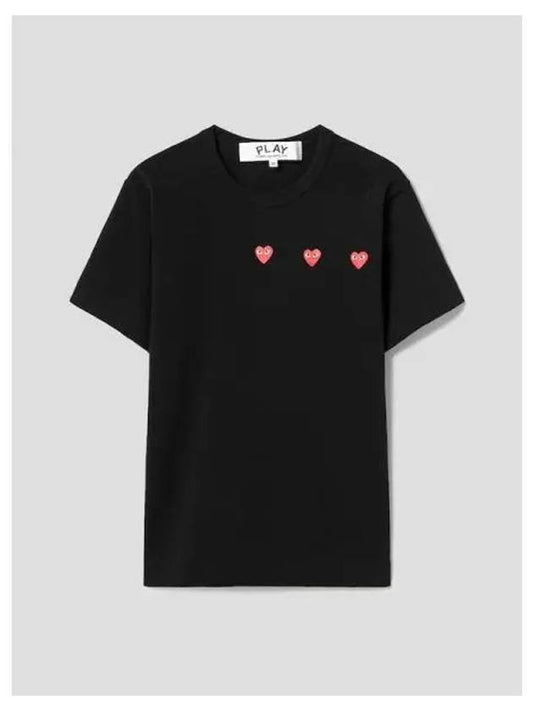 Unisex Horizontal 3 Heart Short Sleeve T Shirt Black Domestic Product GM0024080693491 - COMME DES GARCONS PLAY - BALAAN 1