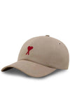 De Coeur Embroidered Logo Ball Cap Beige - AMI - BALAAN 3