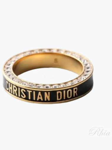 Dior Ring Night Code Crystal Detail Black Gold R2278WOMLQ - DIOR - BALAAN 1