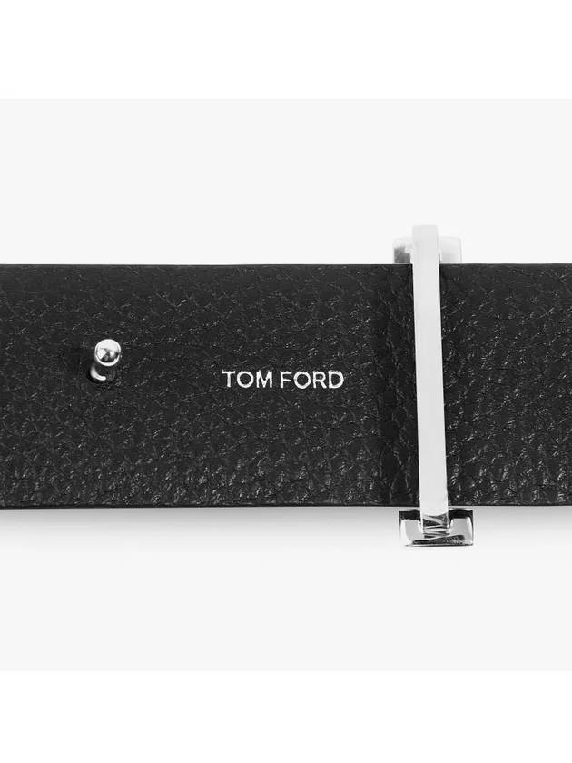 Silver Hardware T Logo Reversible Leather Belt Brown - TOM FORD - BALAAN 4