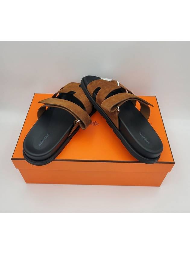 Chypre Suede Goatskin Sandals Brown - HERMES - BALAAN 8