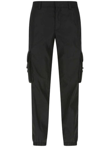 Re-Nylon Buckle Strap Pocket Track Pants Black - PRADA - BALAAN 1