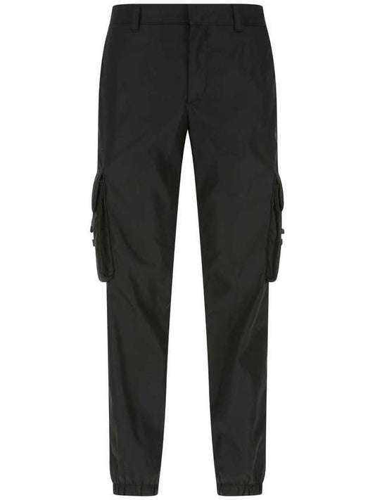 Re-Nylon Buckle Strap Pocket Track Pants Black - PRADA - BALAAN 1