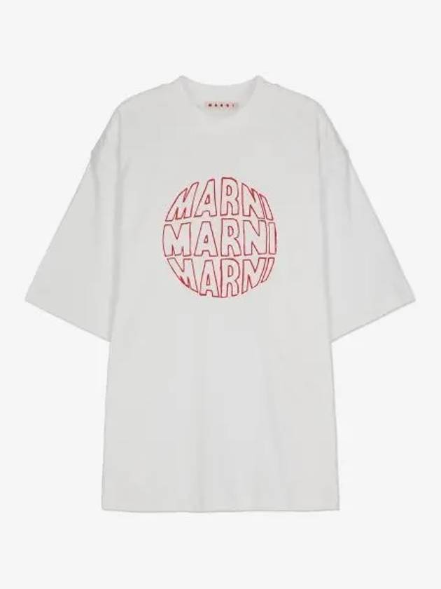 Circular Logo Short Sleeve T-Shirt Lily White - MARNI - BALAAN 2