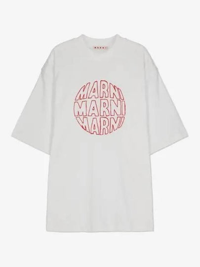 Circular Logo Short Sleeve T-Shirt Lily White - MARNI - BALAAN 2