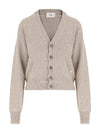 Embroidered Heart Logo Cashmere Cardigan Champagne - AMI - BALAAN 2