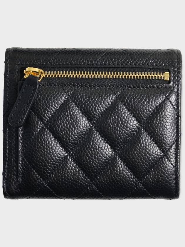 Small Classic Flap Wallet Grained Calfskin & Gold Black - CHANEL - BALAAN.