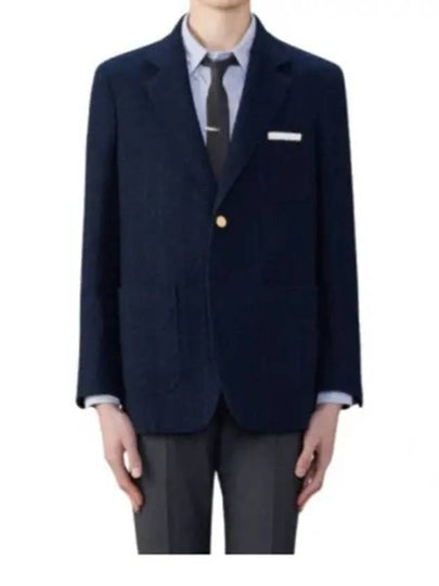 Tricolor Stripe Tweed Single Breasted Jacket Navy - THOM BROWNE - BALAAN 2