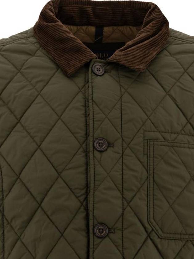 Diamond Quilted Jacket Khaki - POLO RALPH LAUREN - BALAAN 4