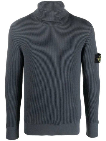 Men's Logo Patch Turtleneck Grey - STONE ISLAND - BALAAN 1