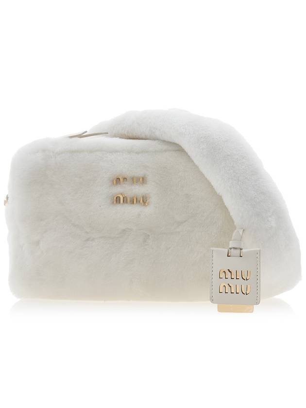 Logo Fluffy Shoulder Bag White - MIU MIU - BALAAN 3