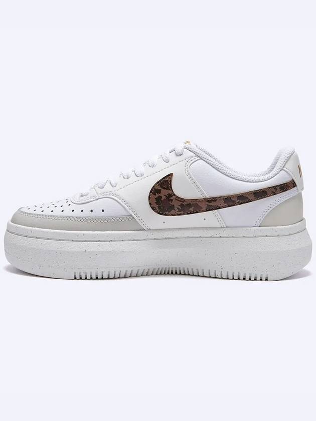 Court Vision Alta Leopard Swoosh Leather Low Top Sneakers White - NIKE - BALAAN 4