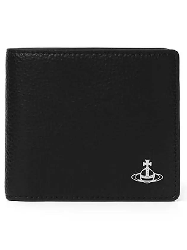 ORB Logo Grain Leather Half Wallet Black - VIVIENNE WESTWOOD - BALAAN 5