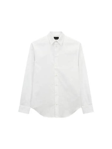 Men s Micro Pattern Modern Fit Shirt White - EMPORIO ARMANI - BALAAN 1