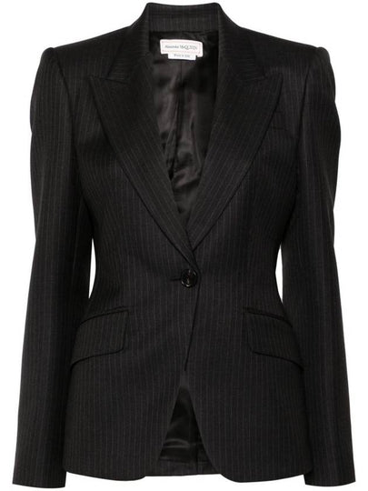 Striped Blazer Jacket Dark Grey - ALEXANDER MCQUEEN - BALAAN 2