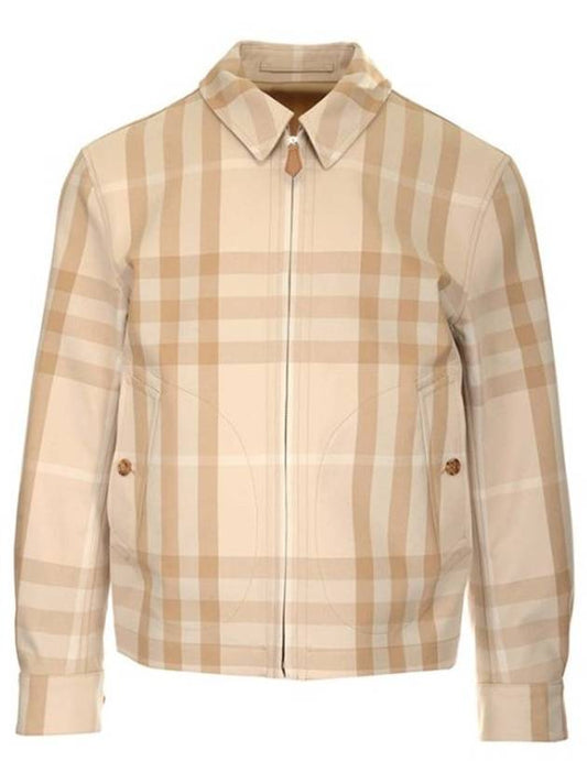 Men's Reversible Check Cotton Collar Jacket Beige - BURBERRY - BALAAN 1