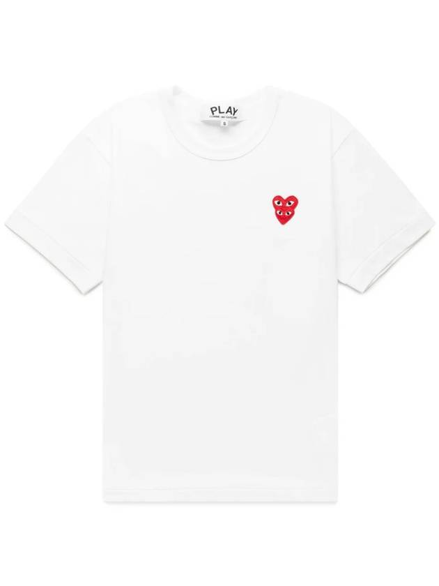 Play Double Red Heart T Shirt White P1T288000 - COMME DES GARCONS - BALAAN 1