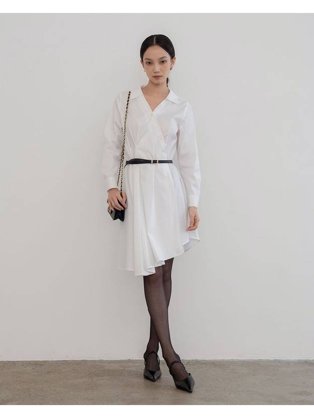 DRAPING SHIRT DRESS WHITE - DEFEMME - BALAAN 2