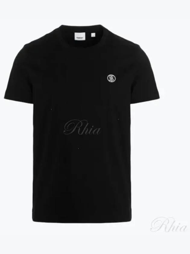 Embroidered Monogram Motif Cotton Short Sleeve T-Shirt Black - BURBERRY - BALAAN 2