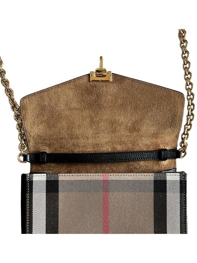 House Check Leather Macken Chain Cross Bag Black - BURBERRY - BALAAN 6