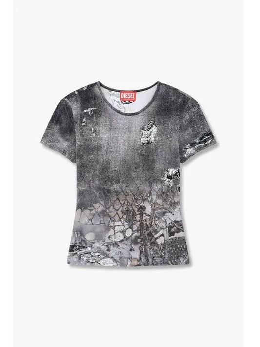 Women s Destroyed Trompe L Eil T Shirt Black - DIESEL - BALAAN 1