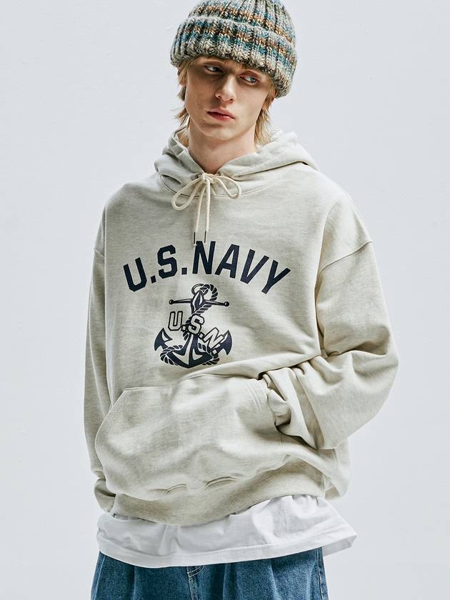 USN Heavyweight Hoodie Oatmeal - KND - BALAAN 4