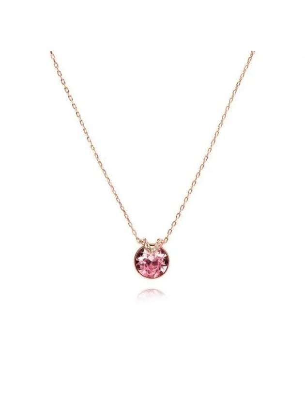 Bella V Round Pendant Necklace Pink Rose Gold - SWAROVSKI - BALAAN 4