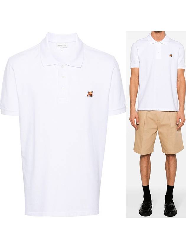 Fox Head Patch Cotton Polo Shirt White - MAISON KITSUNE - BALAAN 2