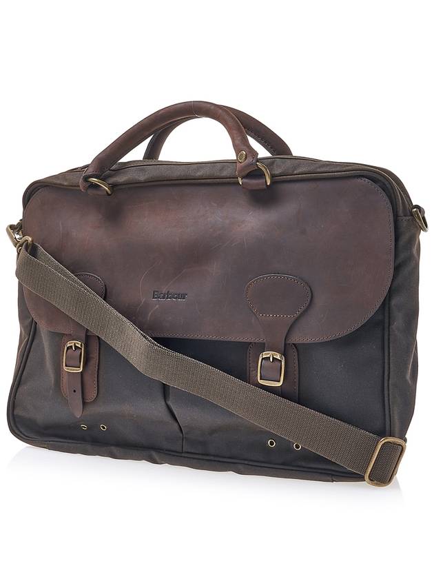 Men's Waxed Leather Brief Case Olive - BARBOUR - BALAAN 3