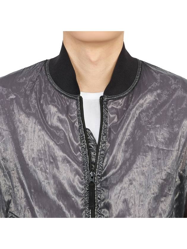 Men's Waffen Patch Piatina Transparent Anniversary Bomber Jacket Gray - STONE ISLAND - BALAAN.