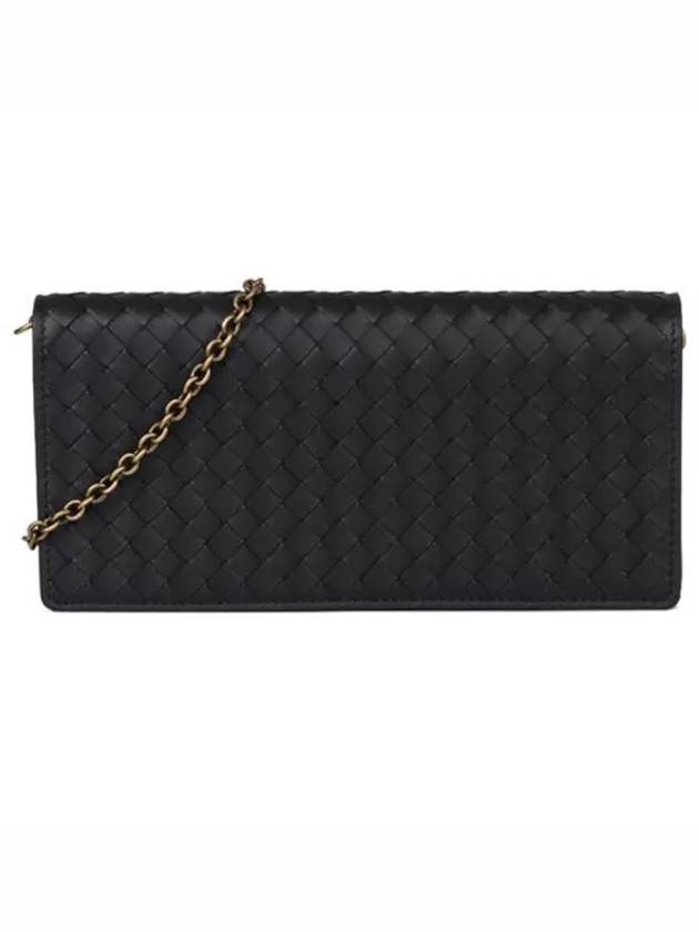 Leather Intrecciato Chain Shoulder Bag Black - BOTTEGA VENETA - BALAAN 2